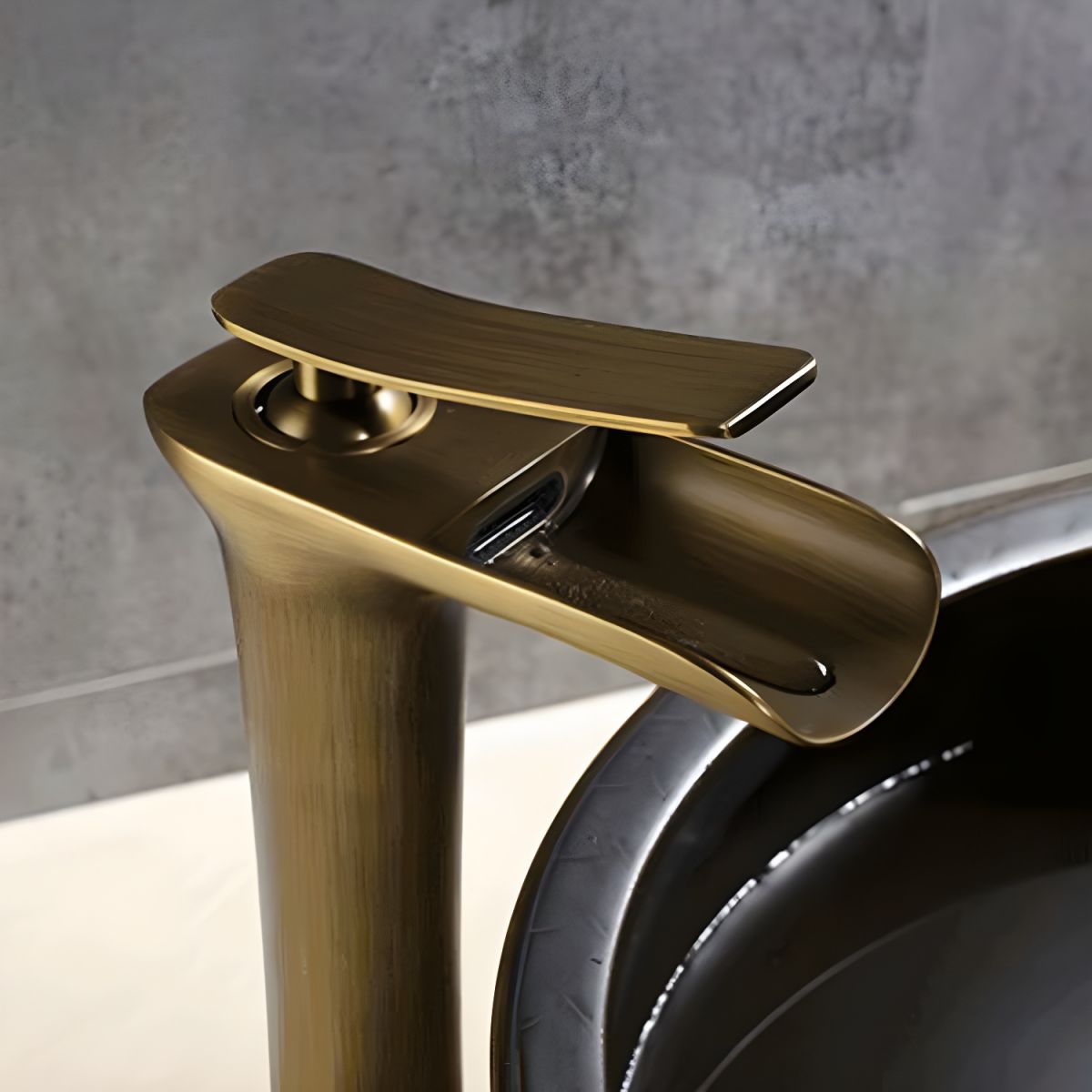 Aerithen | Modern Low Arc Vessel Waterfall Spout Bathroom Sink Tap