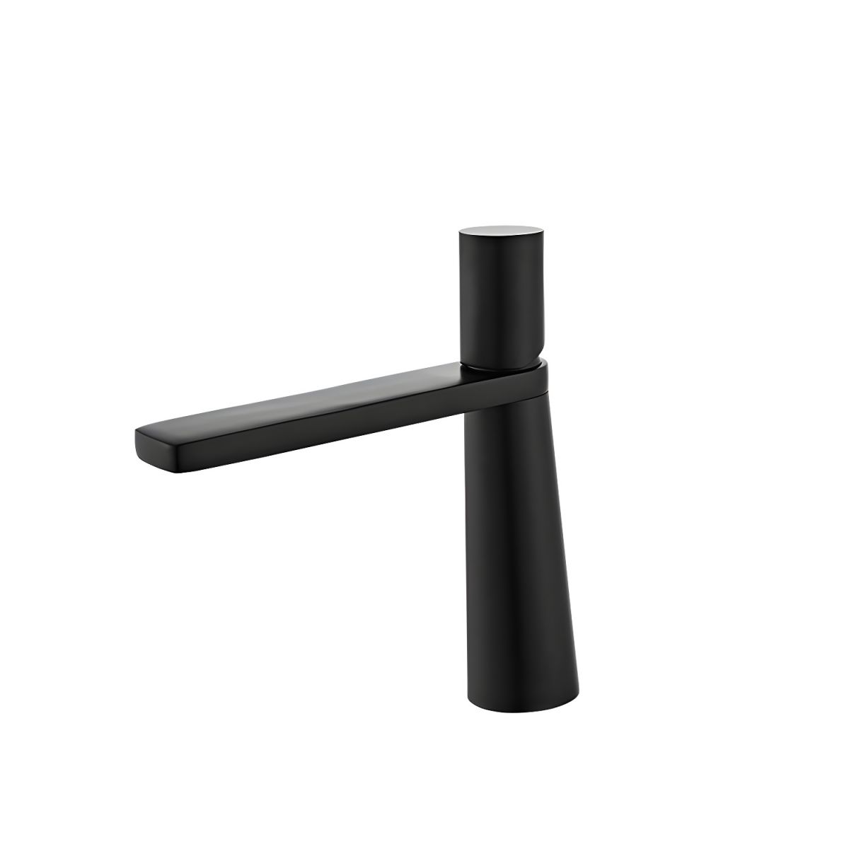 Thalruvne | Modern Cylindrical Silhouette Single Hole Bathroom Sink Tap with Rotary Knob