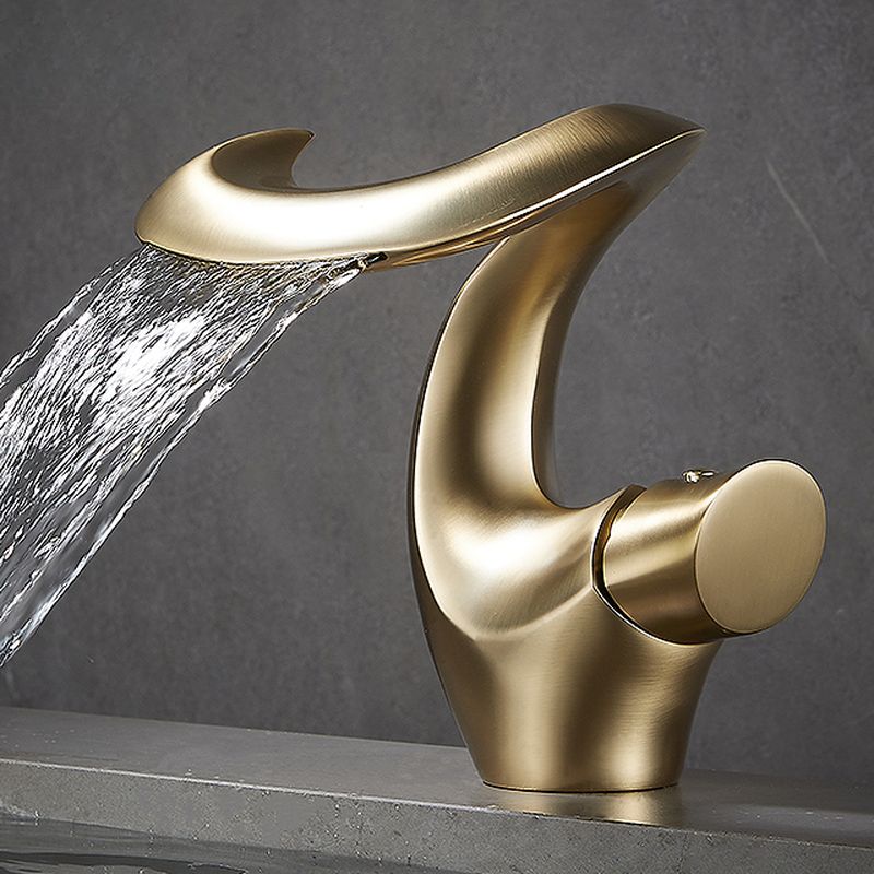 Juvallure | Modern Curved Column Waterfall Spout Bathroom Sink Tap