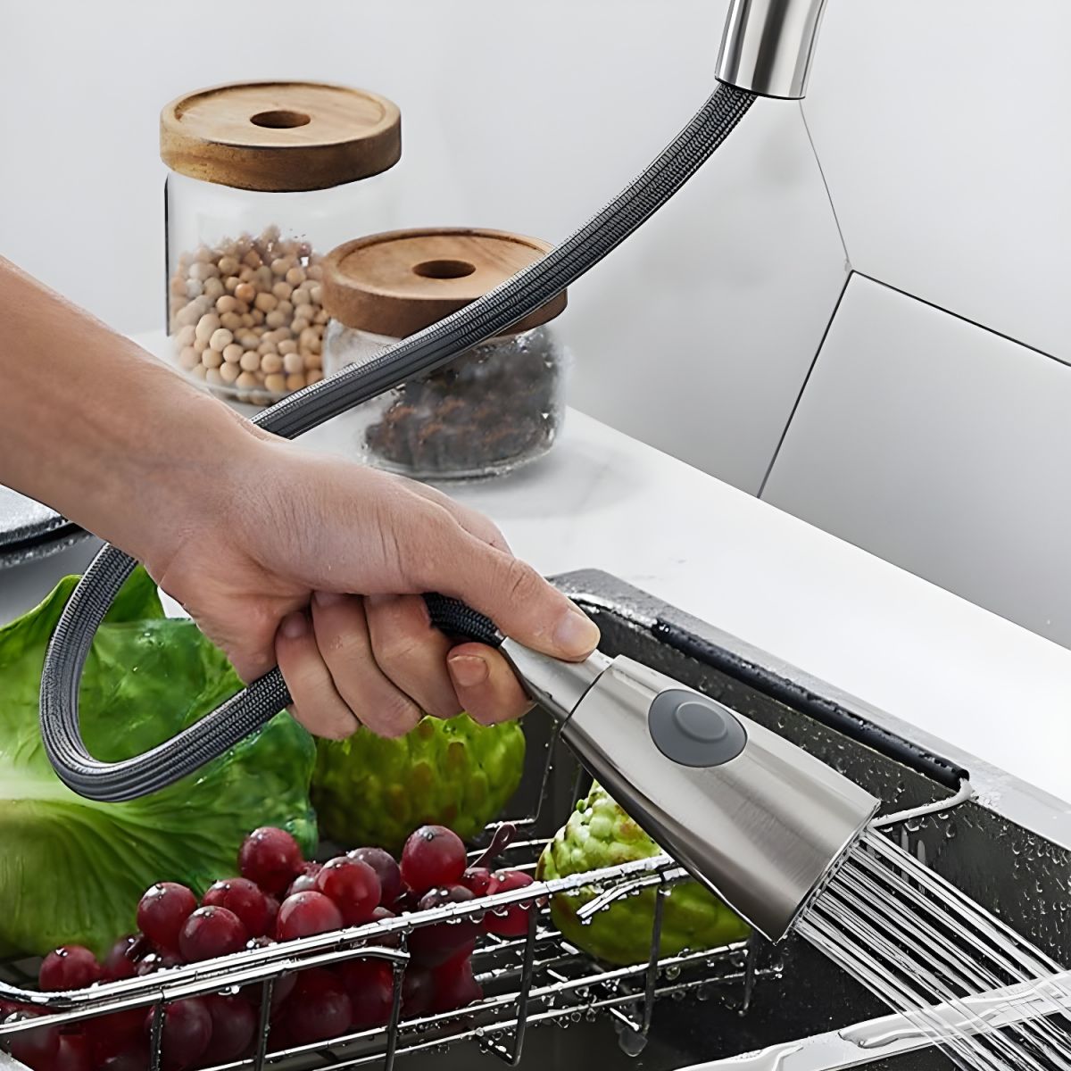 Arsvige | High Arc Pull Down Sprayer Swivel Spout Kitchen Sink Mixer Tap