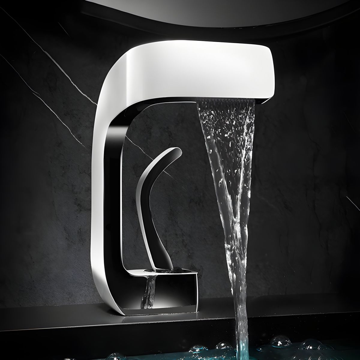 Lythrac | Modern Angular Profile Waterfall Bathroom Basin Tap