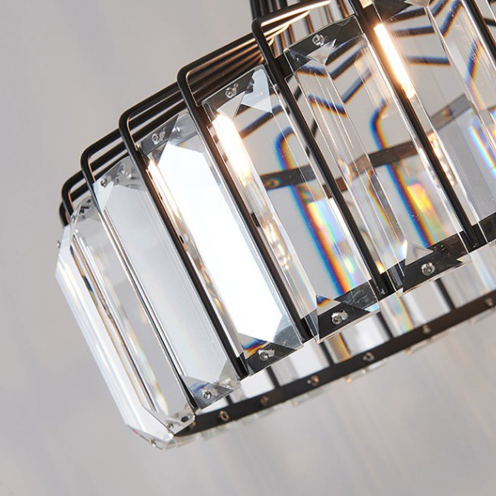 Obsidia | Sleek Iron Frame Crystal Pendant Light