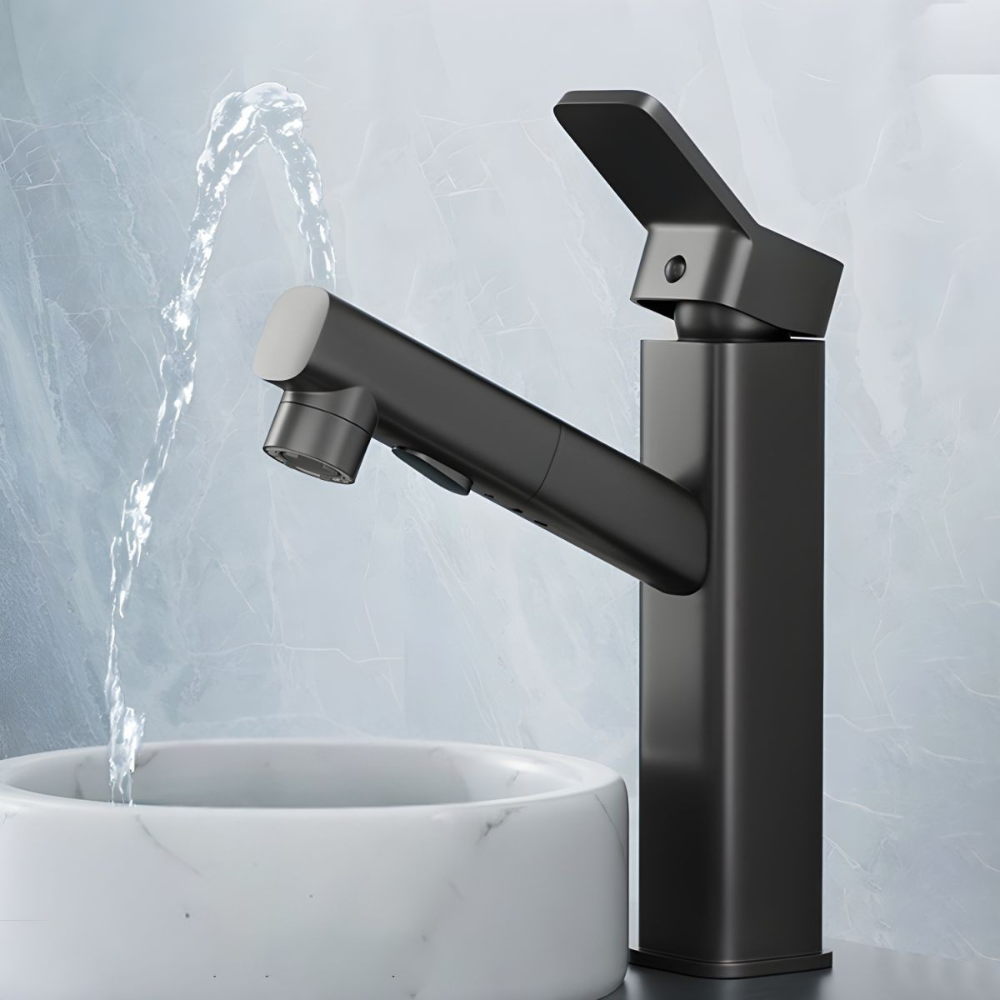 Oksvalah | Modern Geometric Column Profile Bathroom Sink Tap