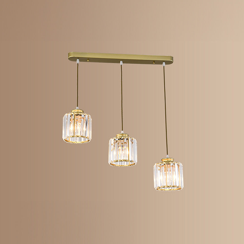 Cubica | Contemporary Multi-Light Metal And Crystal Prism Pendant Light
