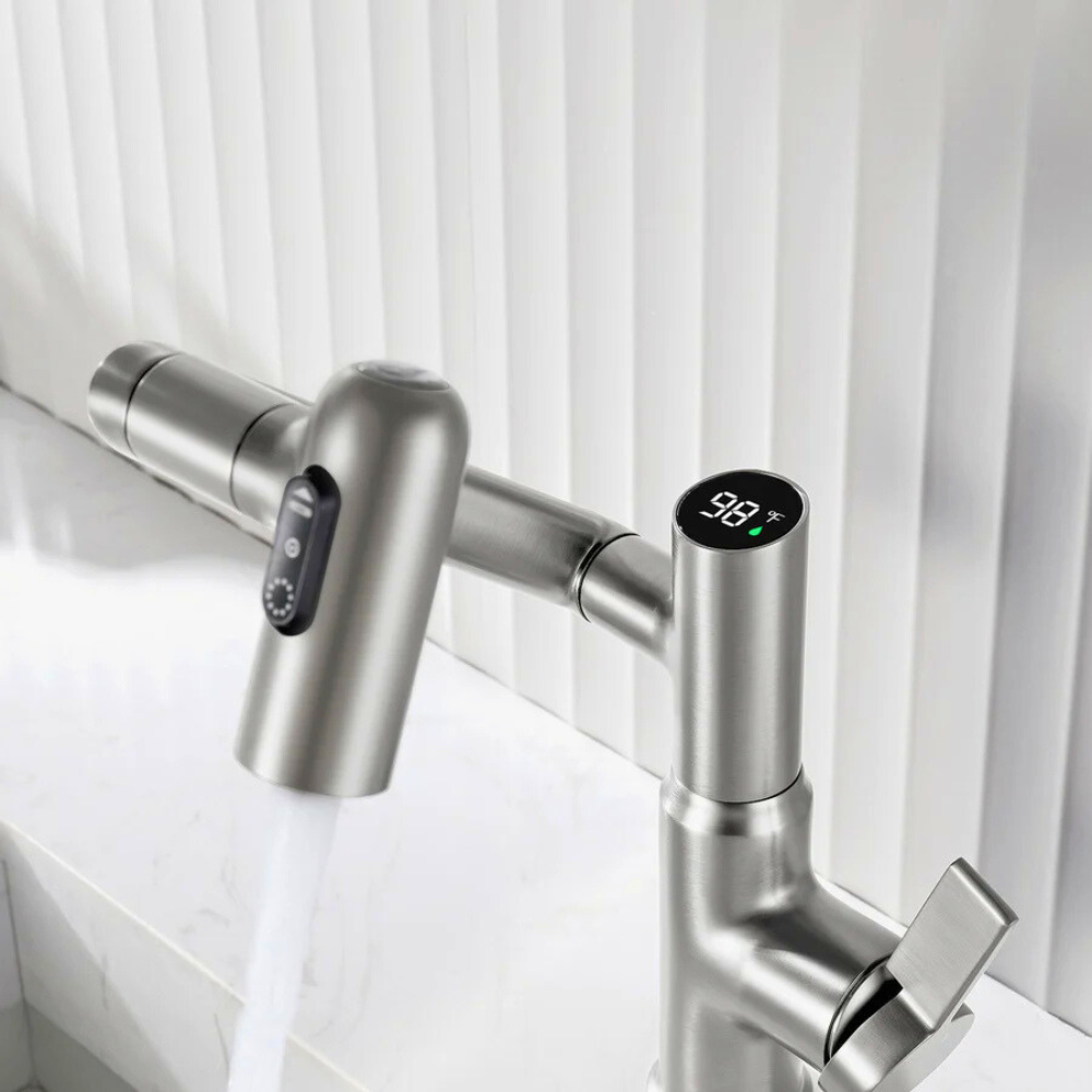 Nexus | Smart Swivel Basin Mixer Tap With 3-Mode Spray & Temperature Display