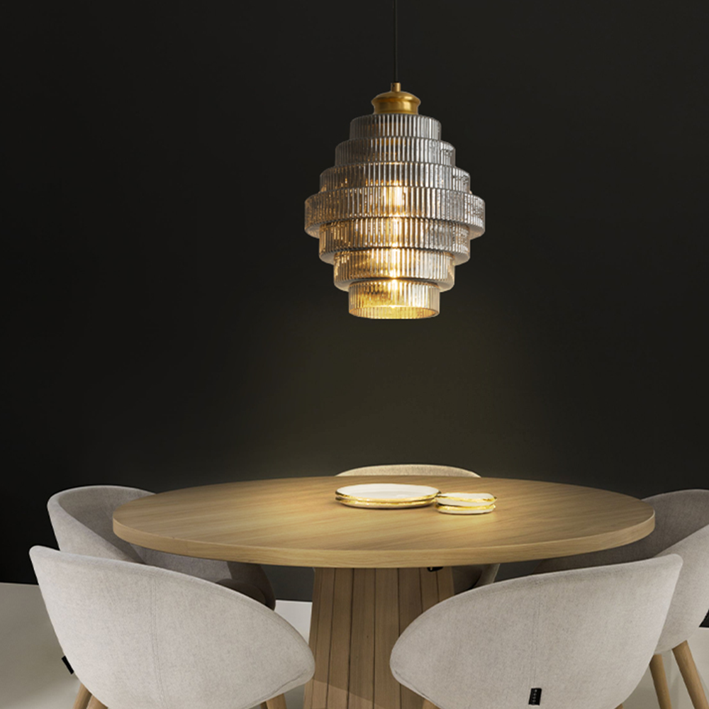 Auris | Antique Layered Ribbed Glass Pendant Light