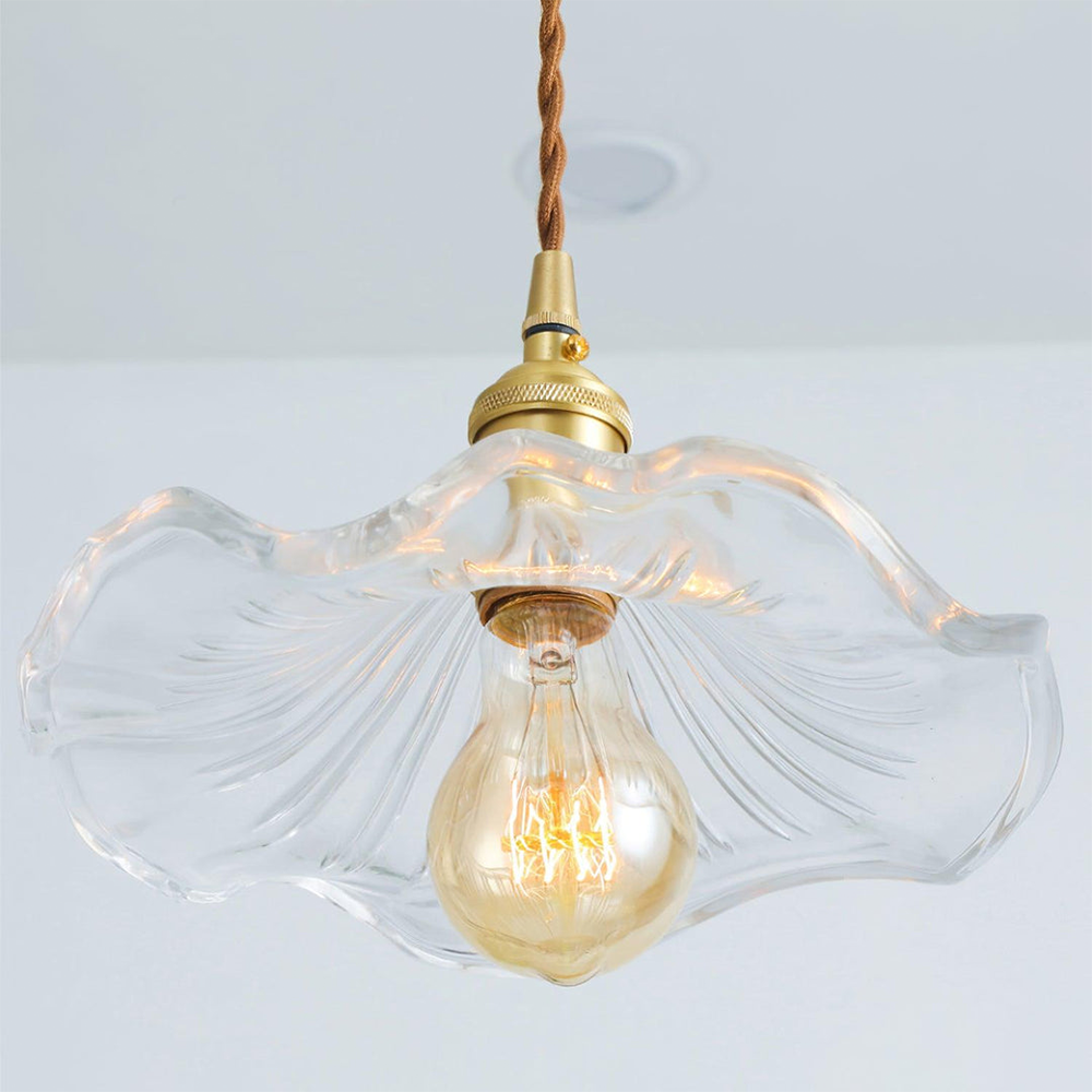 Floria | Elegant Hibiscus Flower Shaped Fluted Glass Pendant Light