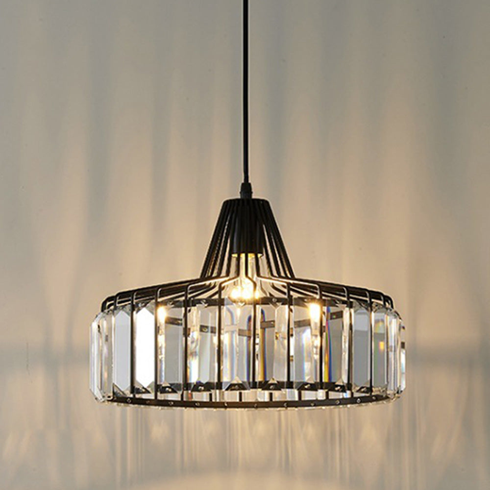 Obsidia | Sleek Iron Frame Crystal Pendant Light