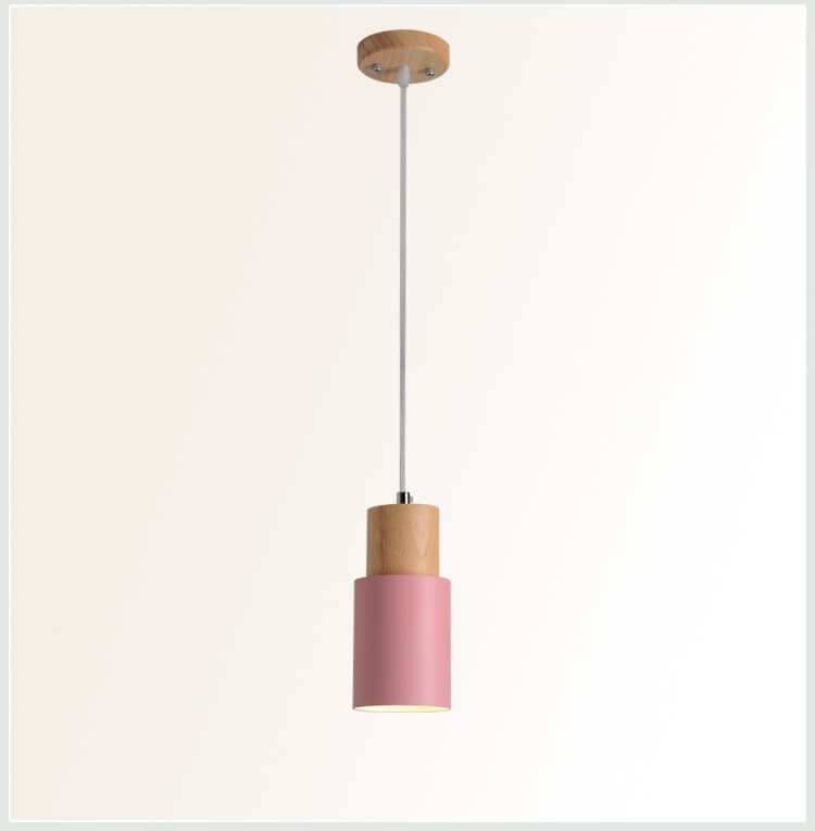 Zeralyon | Nordic Cylindrical Wood and Metal Pendant Light
