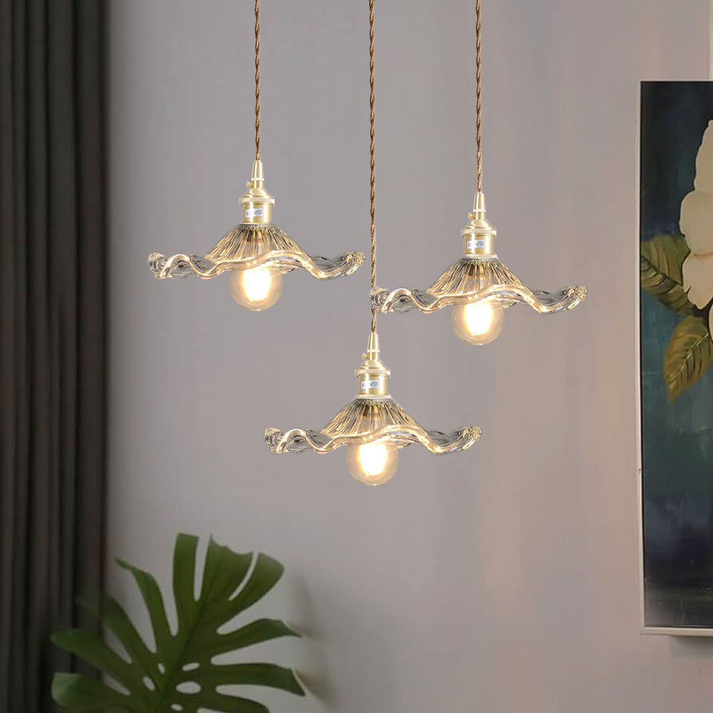 Floria | Elegant Hibiscus Flower Shaped Fluted Glass Pendant Light