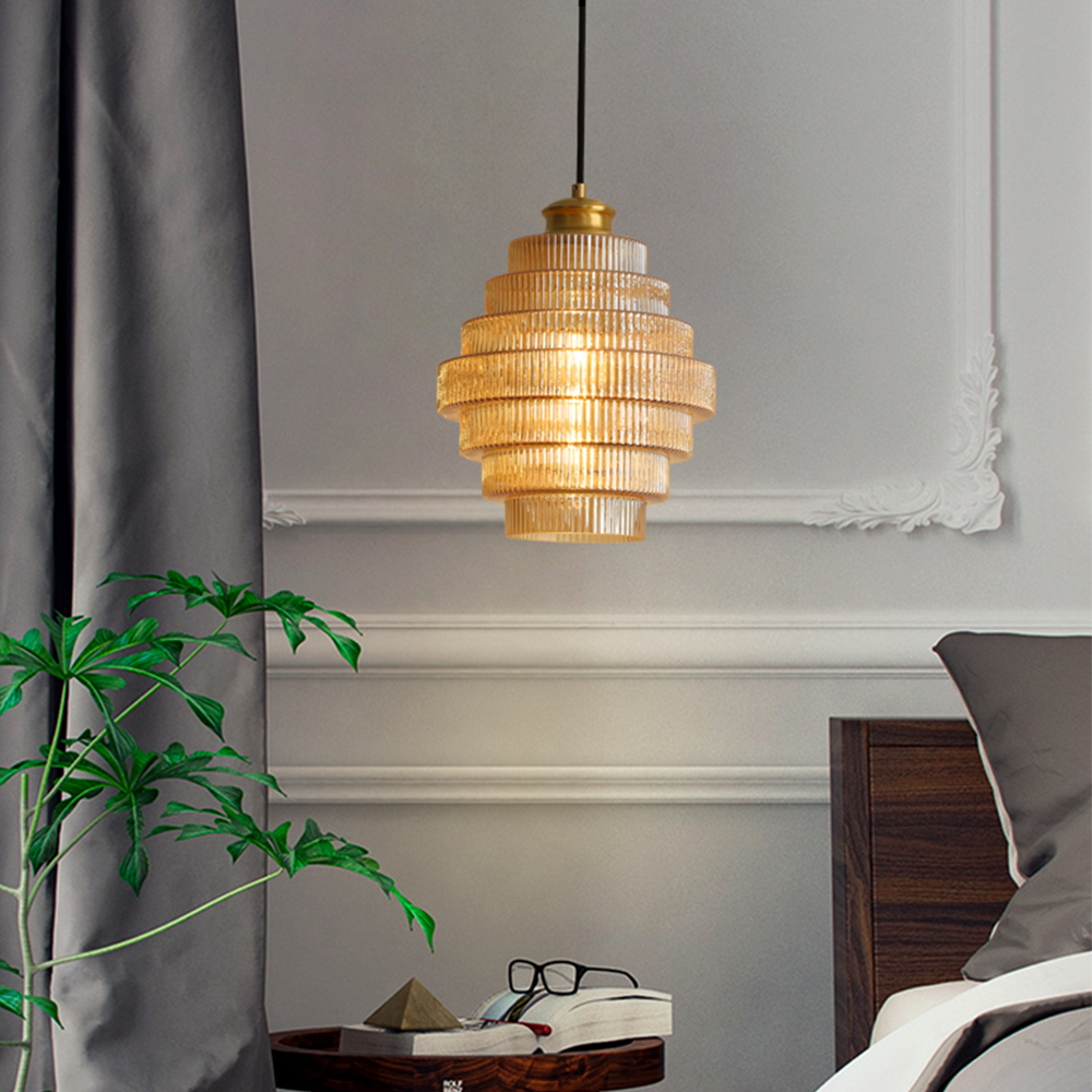 Auris | Antique Layered Ribbed Glass Pendant Light