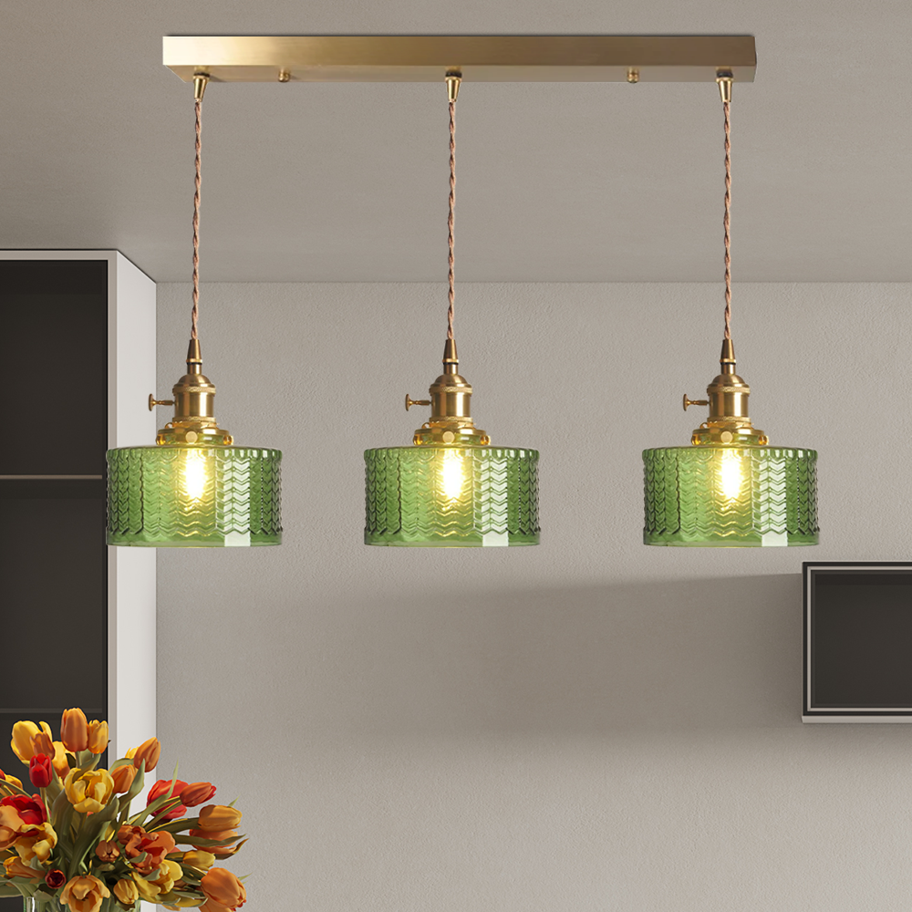 Viridis | Retro Textured Glass Cylinder Pendant Light