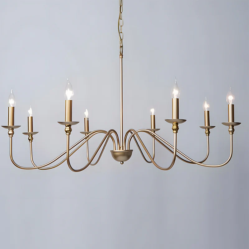 Virona | Contemporary Black Candle Style Curved Arm Chandelier