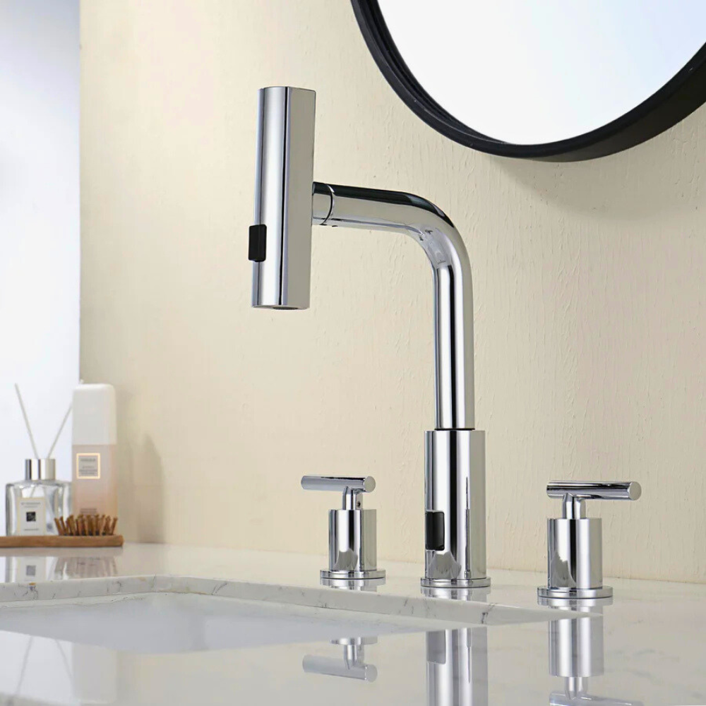 Lunaris | Dual Handle Smart Bathroom Tap With Pull Out Sprayer