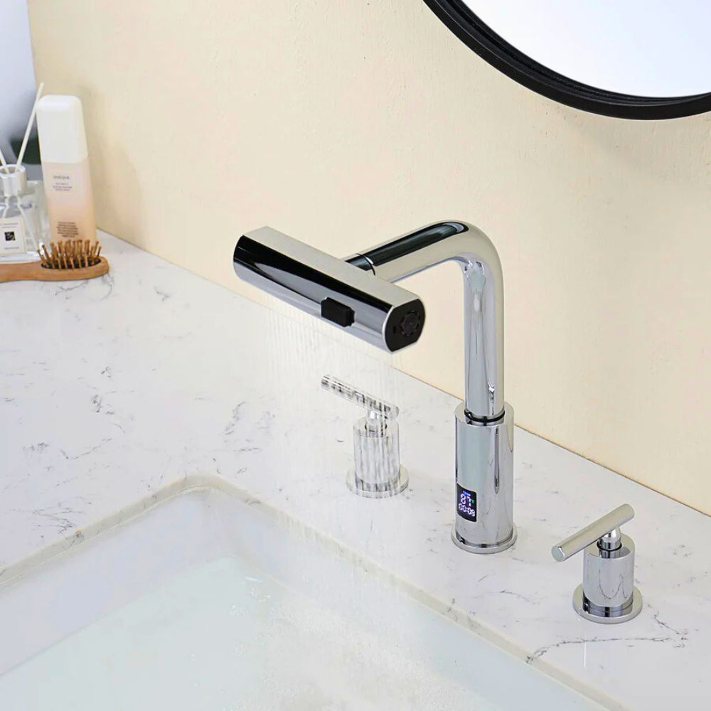 Lunaris | Dual Handle Smart Bathroom Tap With Pull Out Sprayer