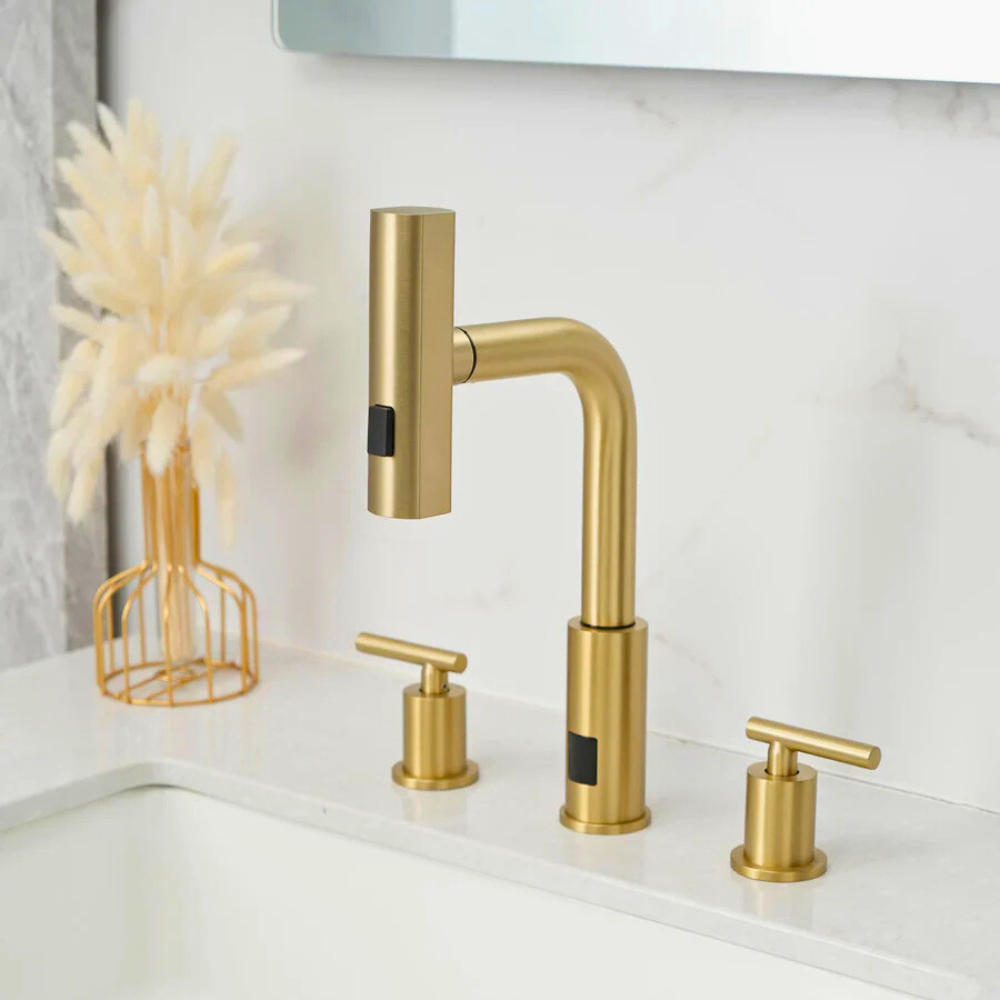 Lunaris | Dual Handle Smart Bathroom Tap With Pull Out Sprayer