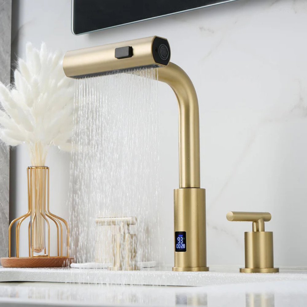 Lunaris | Dual Handle Smart Bathroom Tap With Pull Out Sprayer