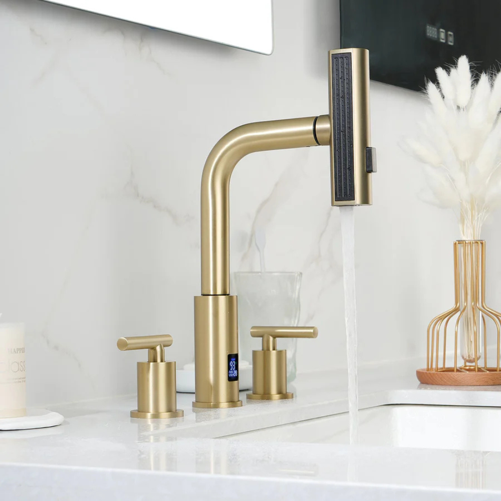 Lunaris | Dual Handle Smart Bathroom Tap With Pull Out Sprayer