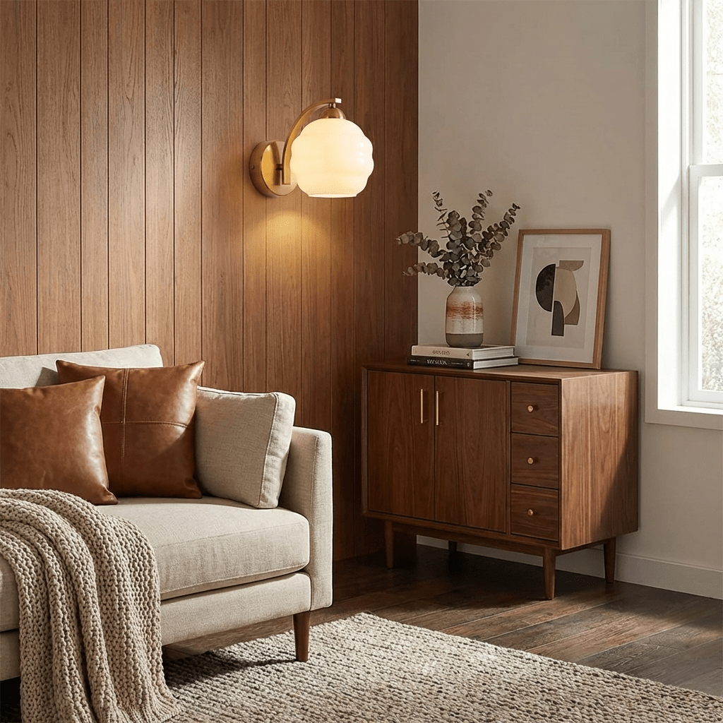 Thryndol | Ribbed Glass Globe Vintage Wall Light