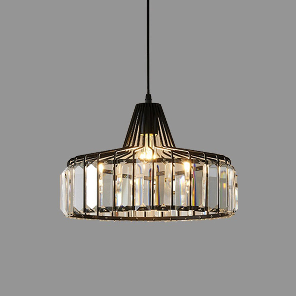 Obsidia | Sleek Iron Frame Crystal Pendant Light