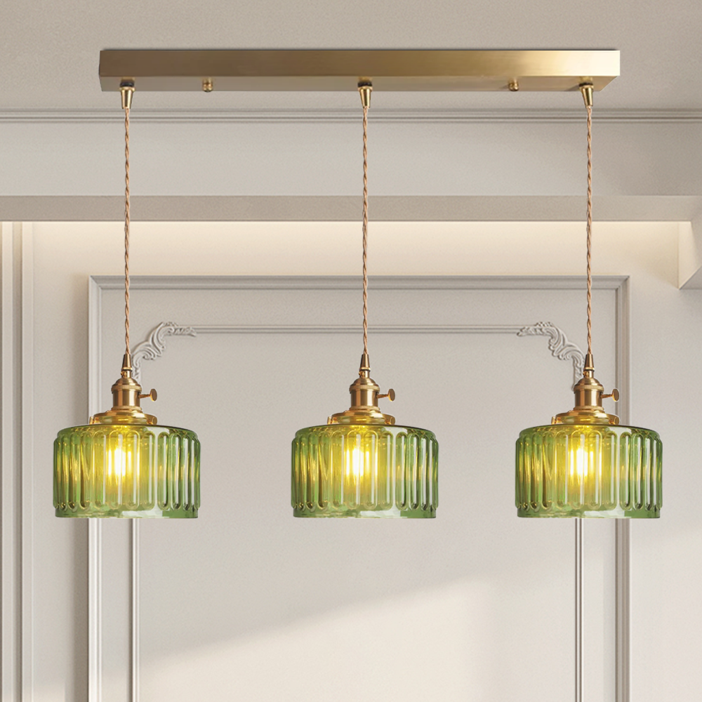 Viridis | Retro Textured Glass Cylinder Pendant Light