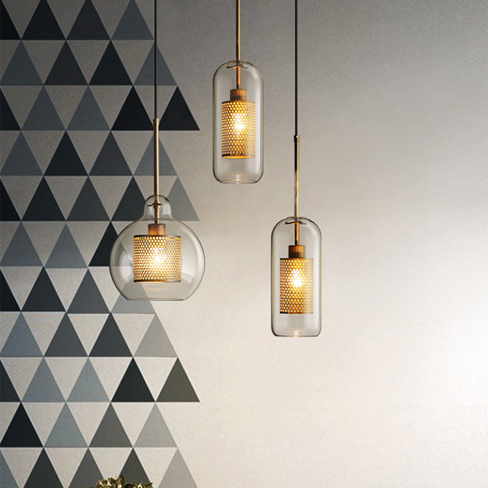 Cylura | Modern Clear Glass And Perforated Inner Lamp Pendant Light