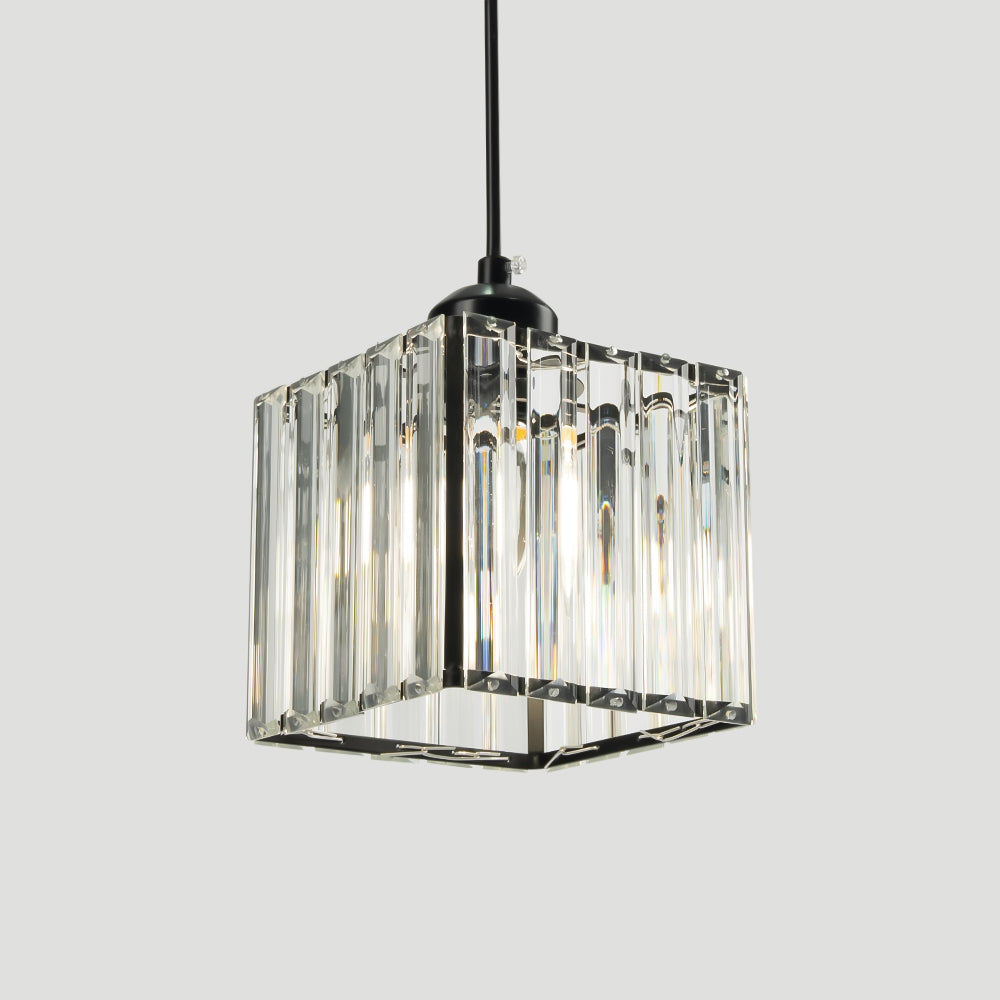Cubica | Contemporary Multi-Light Metal And Crystal Prism Pendant Light