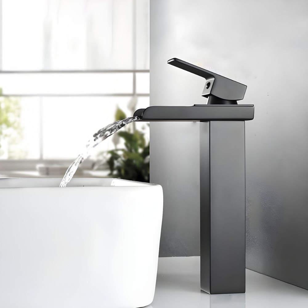 Kestruve | Modern Column Waterfall Spout Bathroom Sink Tap
