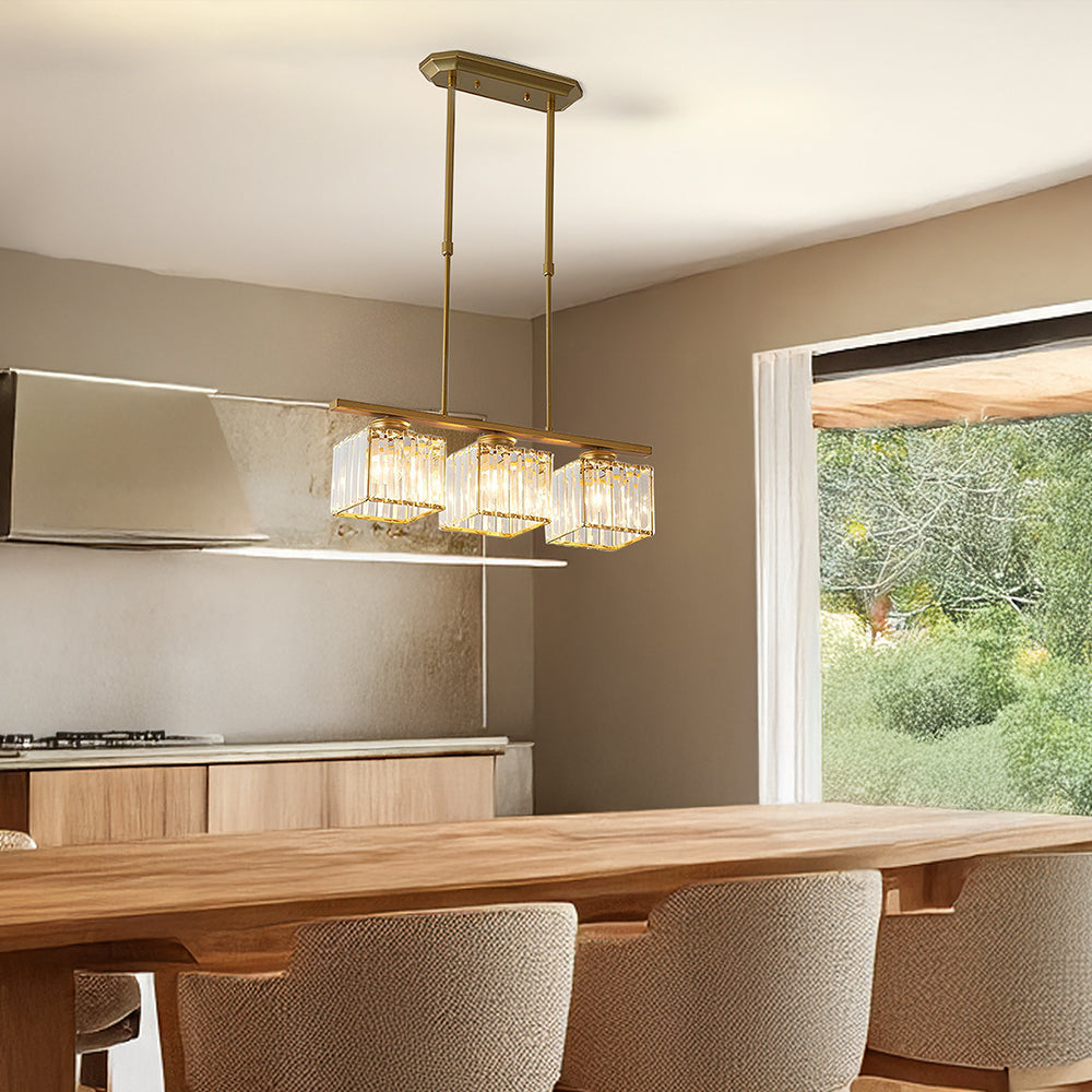 Claris | Nordic Multi Head Linear Ribbed Glass Chandelier