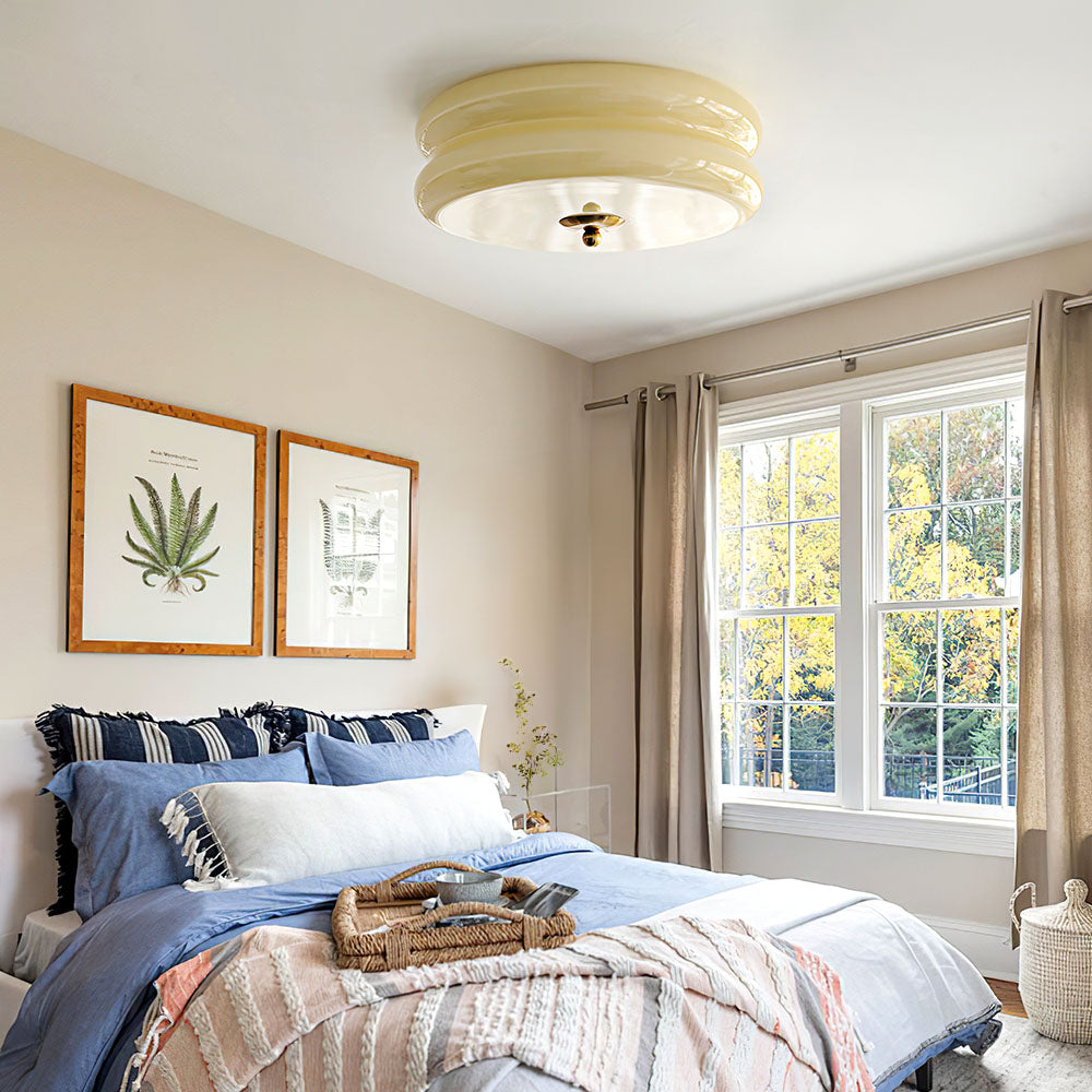 Crema | Vintage Cream Glass Flush Mount Ceiling Light