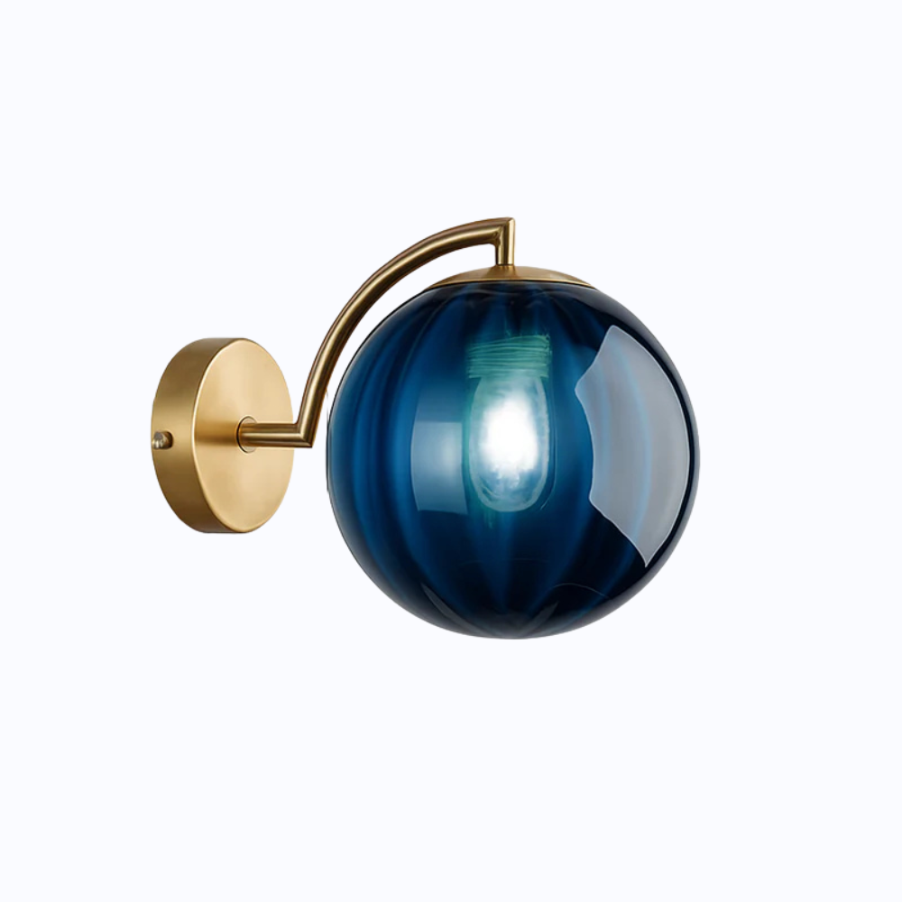 Zenvori | Modern Smoked Glass Globe Brass Wall Light Fixture