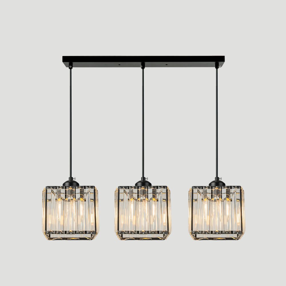 Cubica | Contemporary Multi-Light Metal And Crystal Prism Pendant Light