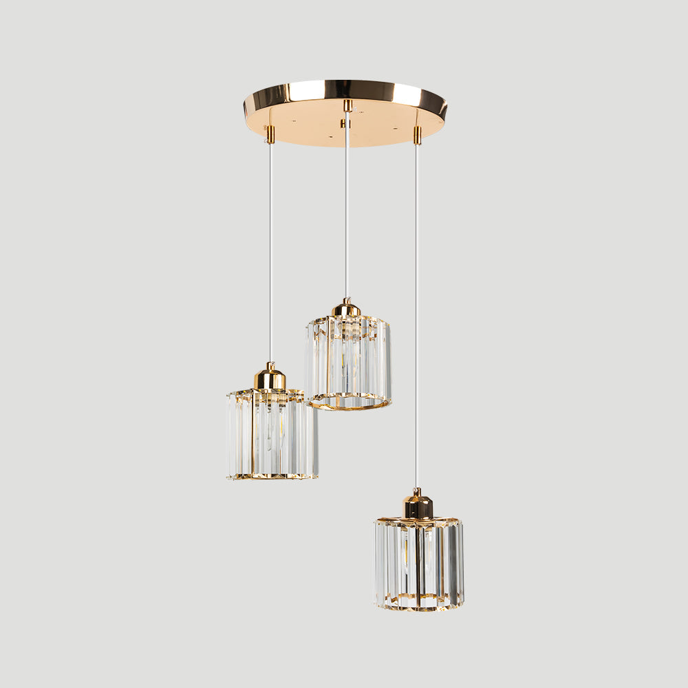 Cubica | Contemporary Multi-Light Metal And Crystal Prism Pendant Light
