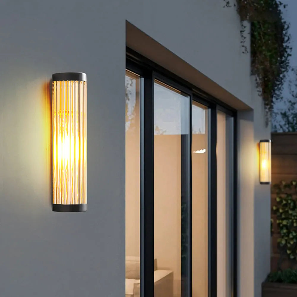 Zora | Contemporary Semi Cylindrical Glass Shade Outdoor Wall Light
