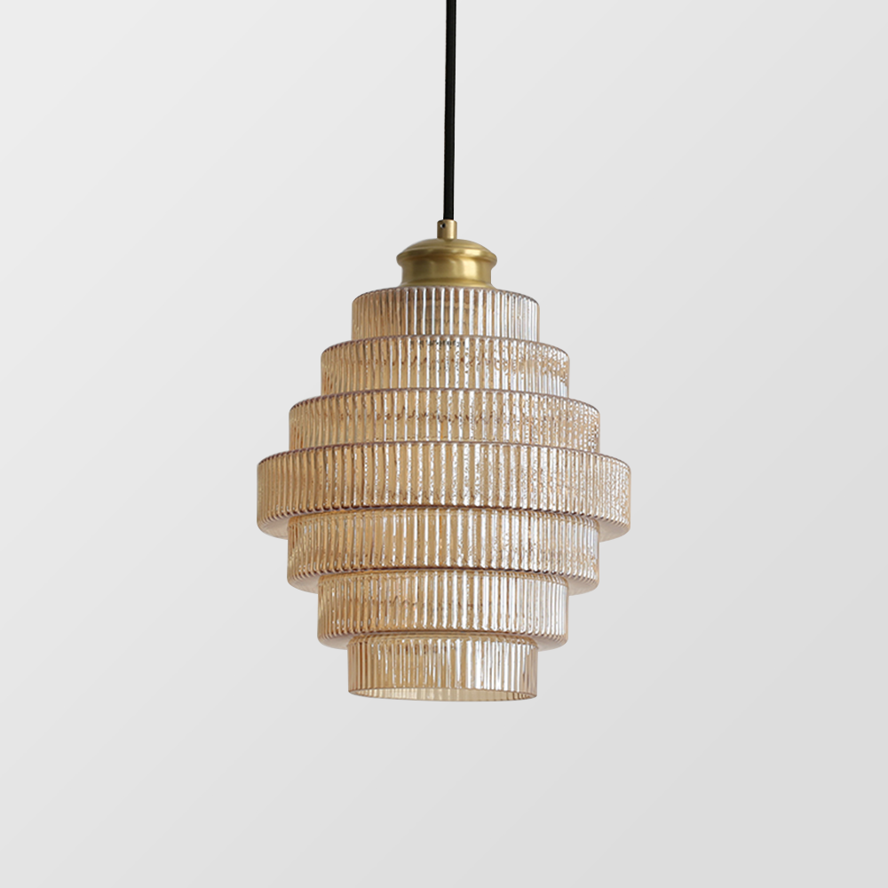 Auris | Antique Layered Ribbed Glass Pendant Light