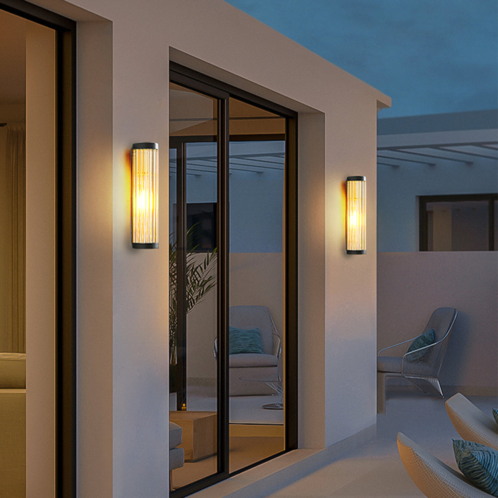 Zora | Contemporary Semi Cylindrical Glass Shade Outdoor Wall Light