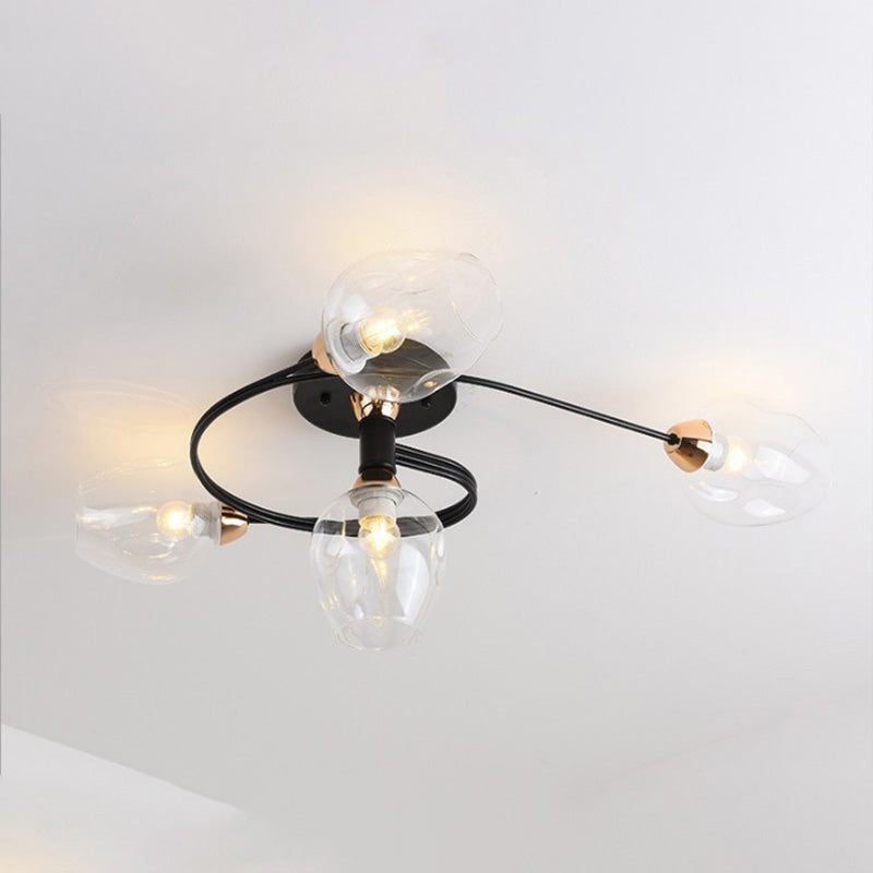 Kenzad | Modern Tornado Wave Glass Globe Flush Mount Ceiling Light