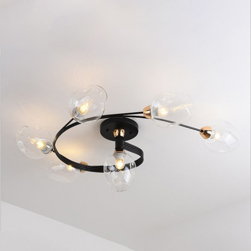 Kenzad | Modern Tornado Wave Glass Globe Flush Mount Ceiling Light