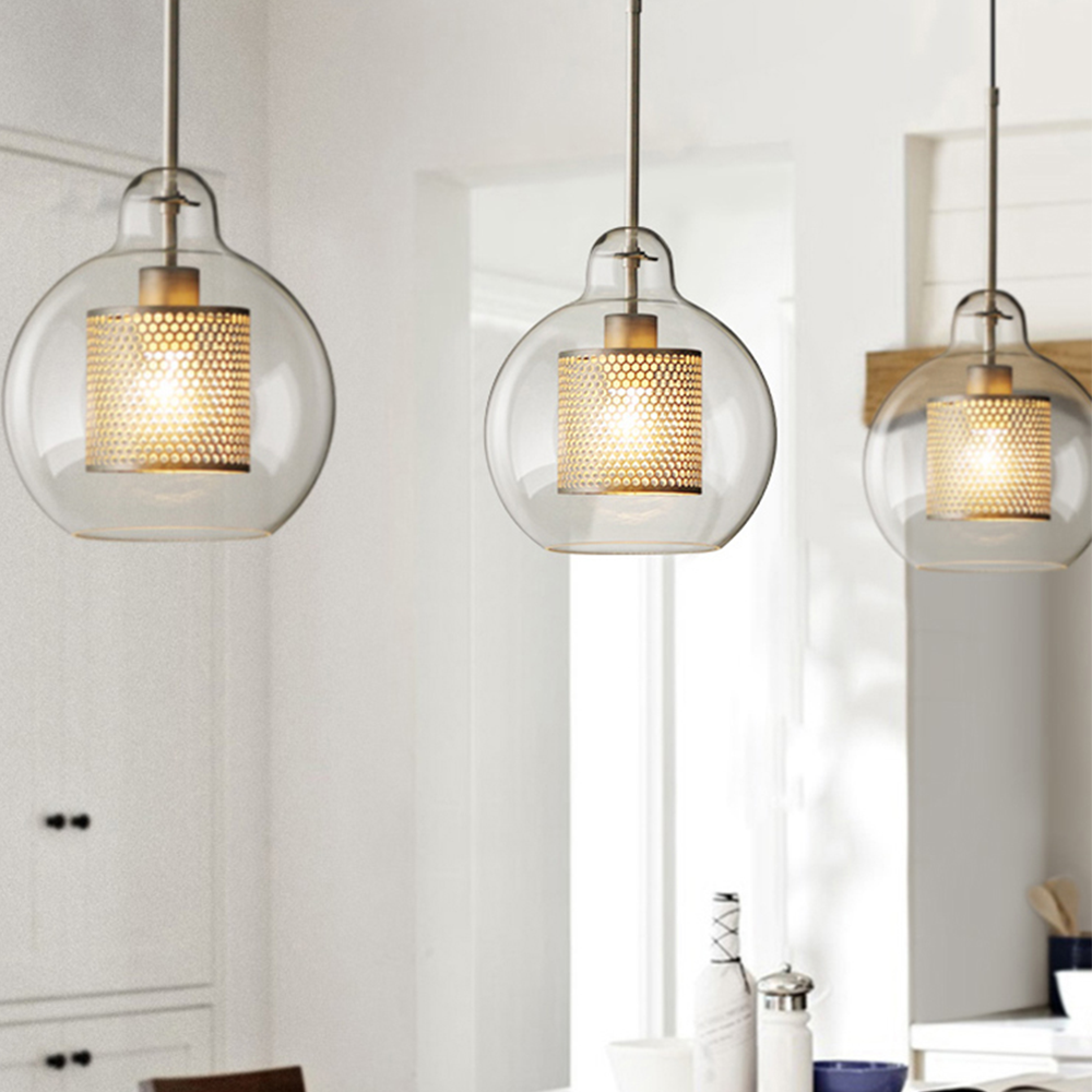 Cylura | Modern Clear Glass And Perforated Inner Lamp Pendant Light