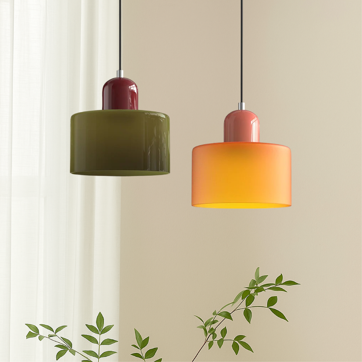 Chroma | Modern Bauhaus Cylinder And Dome Glass Pendant Light
