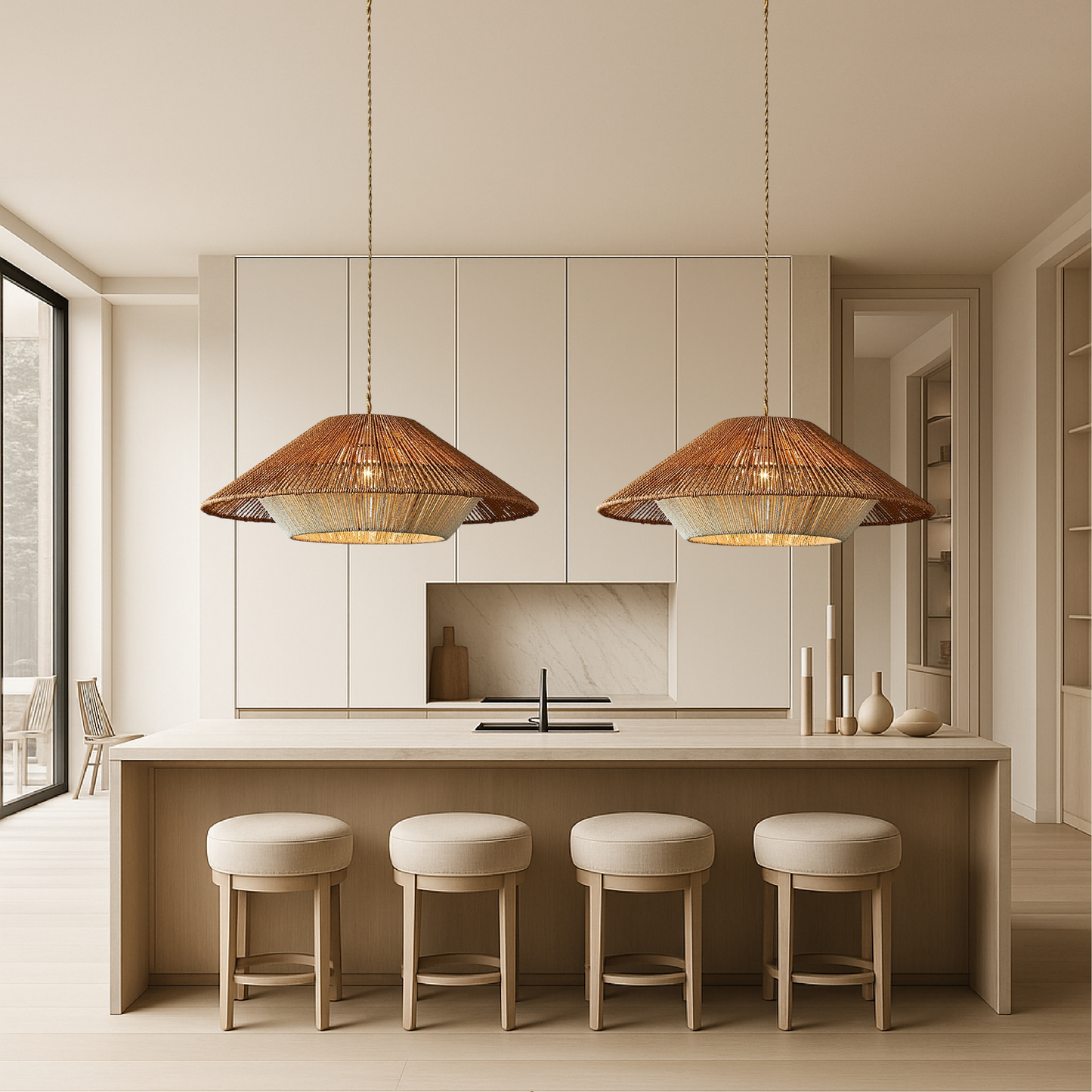 Textura | Rustic Bamboo Woven Dome Pendant Light