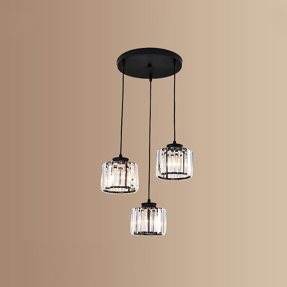 Cubica | Contemporary Multi-Light Metal And Crystal Prism Pendant Light