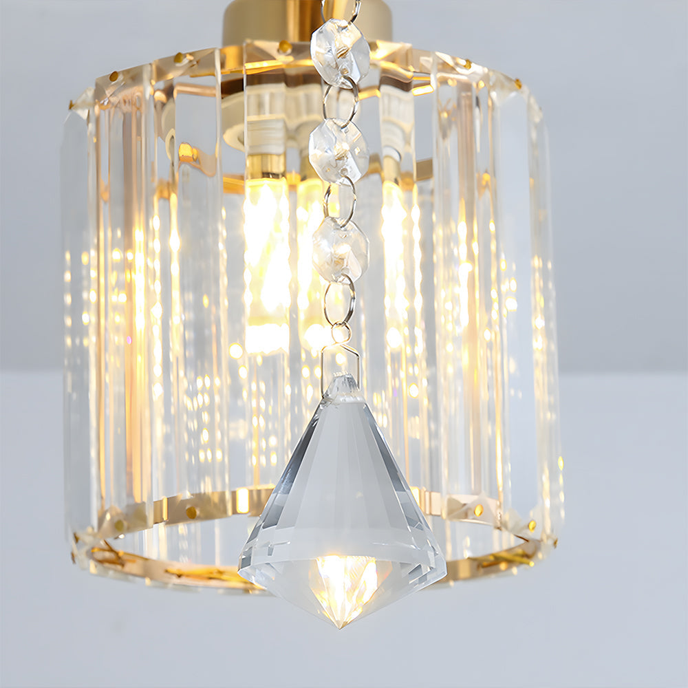 Celestia | Luxury Crystal Cylinder Semi Flush Ceiling Light