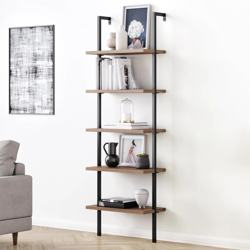 Altus | Wall Mounted Ladder Bookshelf with 5 Shelves