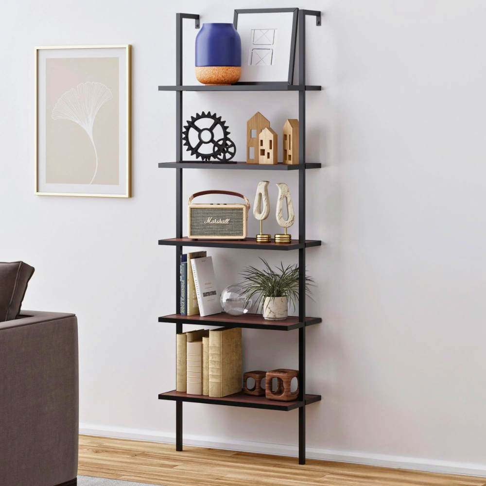 Altus | Wall Mounted Ladder Bookshelf with 5 Shelves
