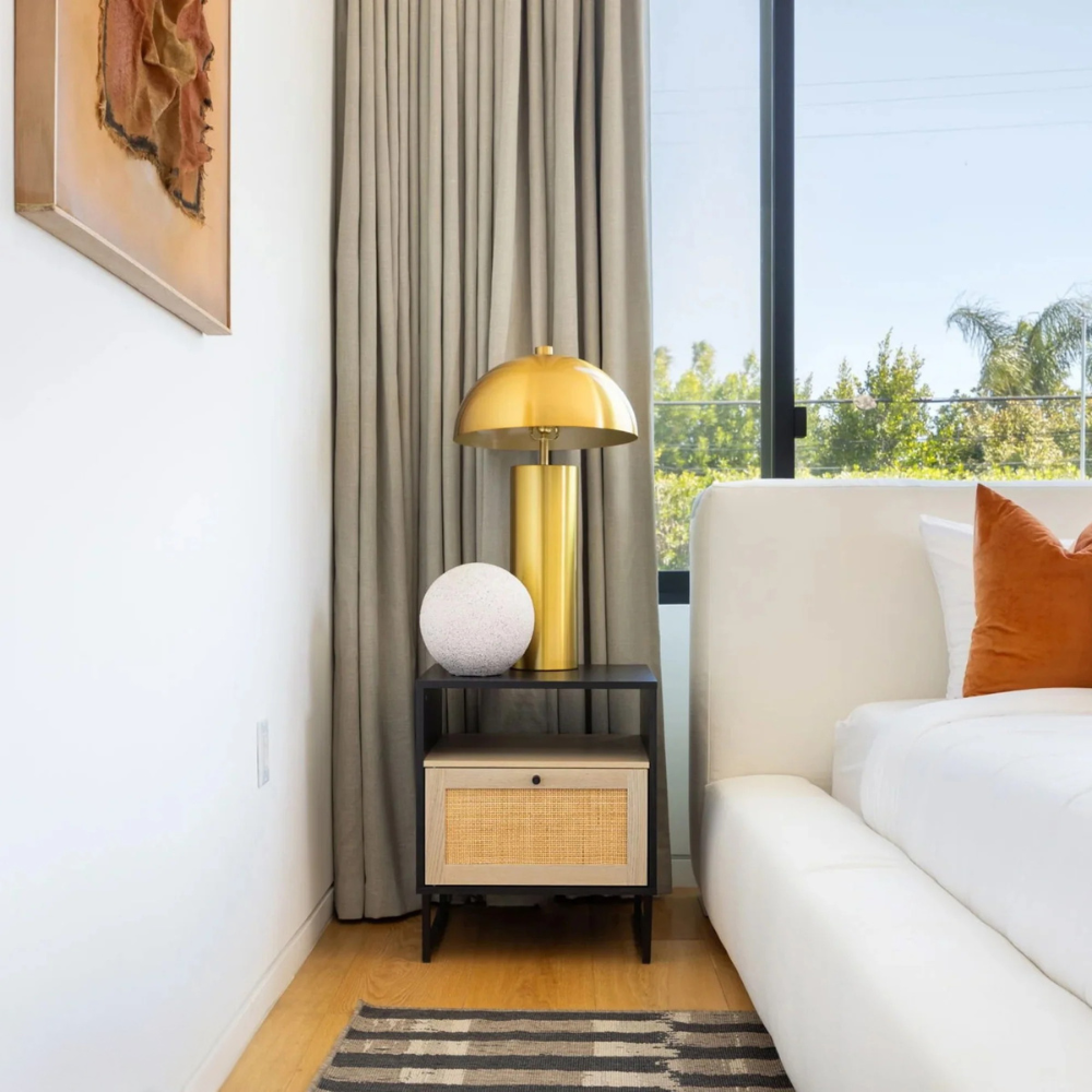 Vesta | Rattan Door Nightstand and End Table with Storage Cabinet