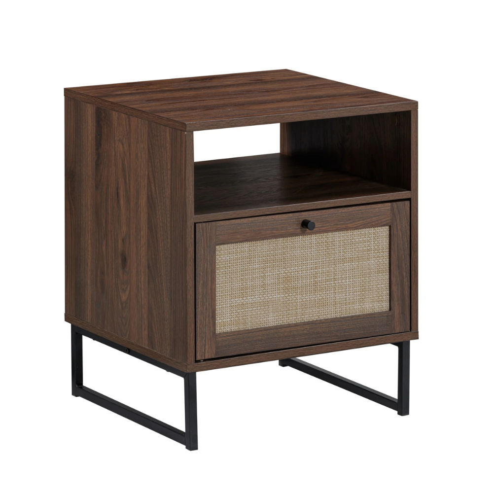 Vesta | Rattan Door Nightstand and End Table with Storage Cabinet