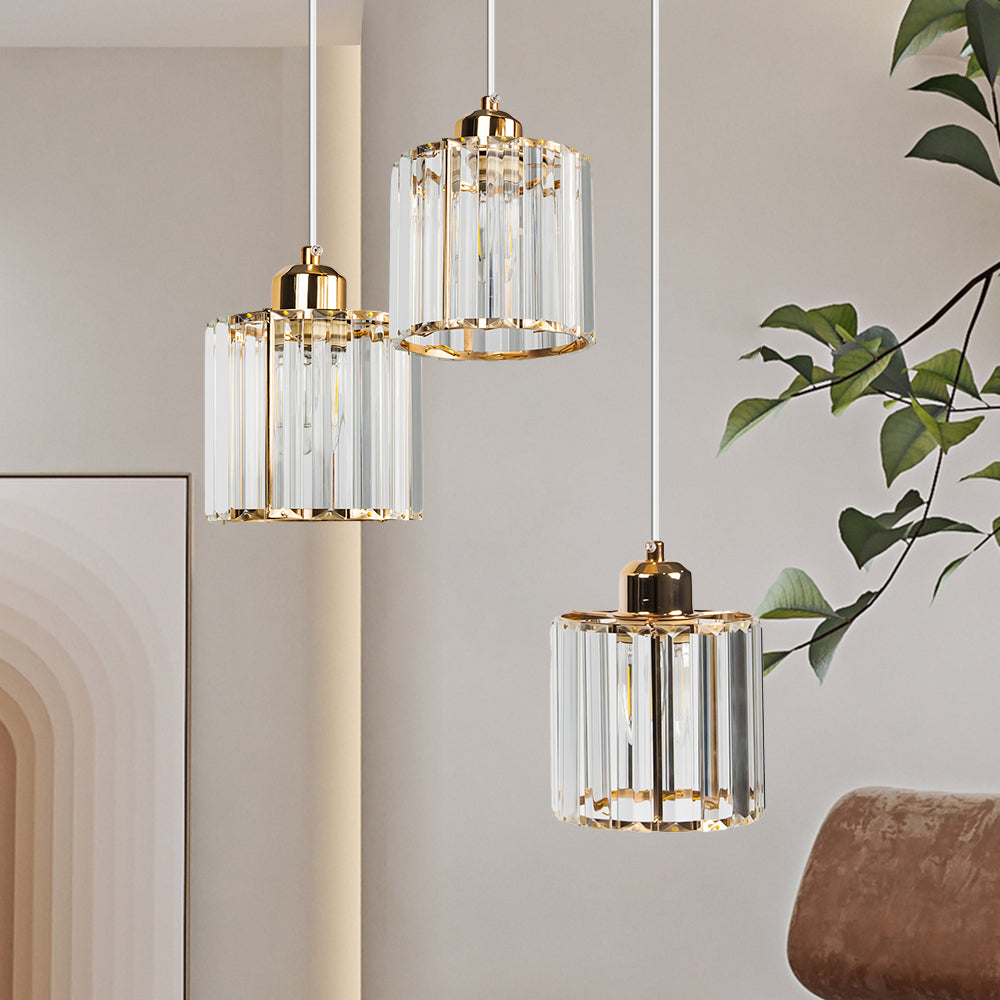 Cubica | Contemporary Multi-Light Metal And Crystal Prism Pendant Light