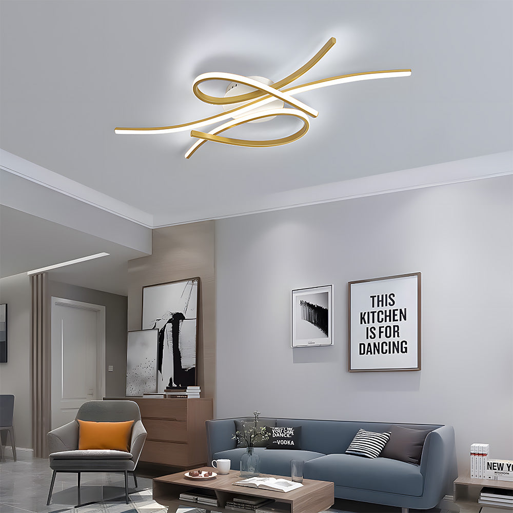 Sonata | Sleek Wavy Musical Note Inspired Abstract Ceiling Light