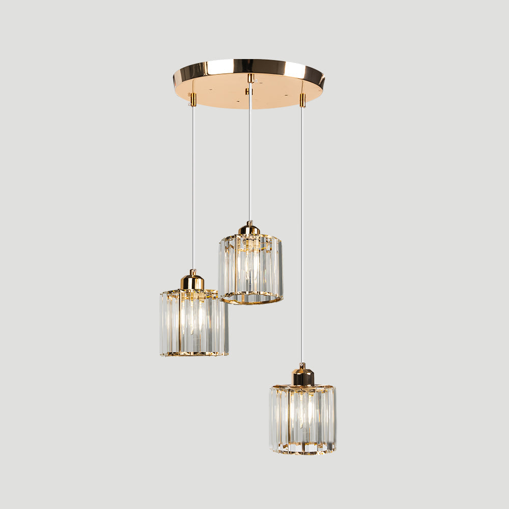 Cubica | Contemporary Multi-Light Metal And Crystal Prism Pendant Light